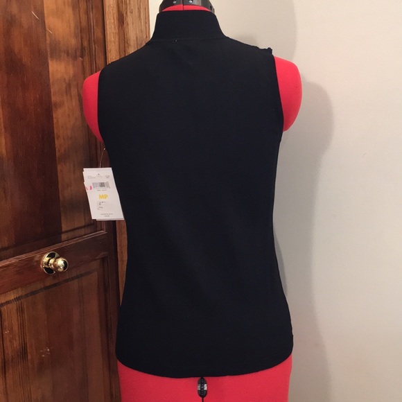 Black Emma James sleeveless turtleneck with beaded neckline, MP - Picture 3 of 5